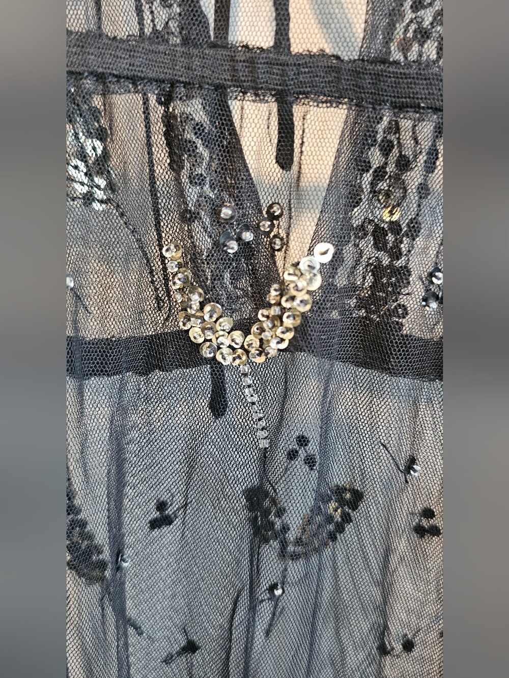 Free People Sequined Elephant Sheer Mini Dress Y2k Size 6 Festival Style - Picture 8 of 8